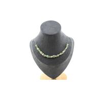 Collier 20 perles d'apatite verte de Madagascar. Chaîne en acier inoxydable