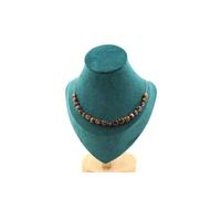 Collier 20 perles de bronzite du Brésil. Chaîne en acier inoxydable