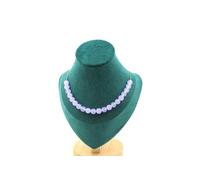 Collier 20 perles de calcédoine lavande 8 mm en acier inoxydable