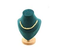 Collier avec 20 perles de calcite jaune du Royaume-Uni, chaîne en acier inoxydable