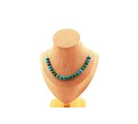 Collier 20 perles de chrysocolle teintées 8 mm en acier inoxydable