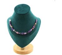 Collier 20 perles de charoïte de Russie. Chaîne en acier inoxydable