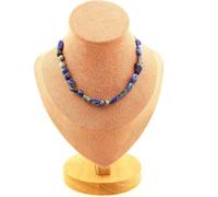 Collier 20 perles de lapis-lazuli du Pakistan. Chaîne en acier inoxydable
