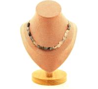Collier 20 perles de quartz avec des inclusions de tourmaline du Brésil. Chaîne en acier inoxydable