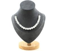 Collier 20 perles de quartz brisées du Brésil 8 mm chaîne en acier inoxydable