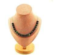 Collier 20 perles d'émeraude de Zambie. Qualité 3A chaîne en acier inoxydable de 8 mm