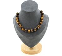 Collier 20 perles d'oeil de tigre 10 mm en acier inoxydable