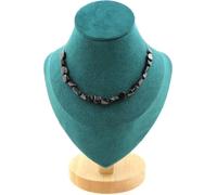 Collier 20 perles égyptiennes Hypersthene. Chaîne en acier inoxydable