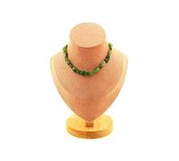 Collier avec 20 perles de jade néphrite de Sibérie (Russie). Chaîne en acier inoxydable