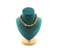 Collier 20 perles de jaspe paysage 8 mm en acier inoxydable