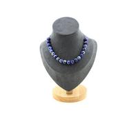 Collier 20 perles Lapis Lazuli du Pakistan Qualité 5A 8 mm chaîne inox - A Bijoux Multicolore