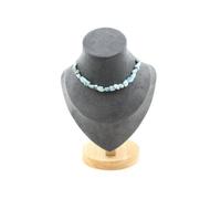 Collier 20 perles Larimar de République Dominicaine chaîne inox - A Bijoux Multicolore
