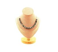 Collier 20 perles de flocons de neige d'obsidienne 8 mm en acier inoxydable