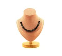 Collier 20 perles Obsidienne noire 8 mm en acier inoxydable