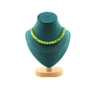 Collier 20 perles de péridot 8 mm en acier inoxydable