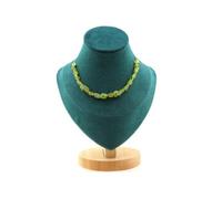 Collier 20 perles Péridot de Myanmar (Birmanie) chaîne inox - A Bijoux