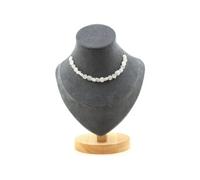Collier 20 perles Pierre de lune d'Inde chaîne inox - A Bijoux