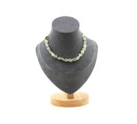 Collier 20 perles de prehnite du Canada. Chaîne en acier inoxydable