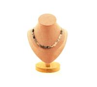 Collier 20 perles de quartz avec des inclusions de tourmaline du Brésil. Chaîne en acier inoxydable