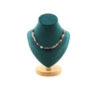 Collier avec 20 perles vertes de quartz fantôme du Brésil. Chaîne en acier inoxydable