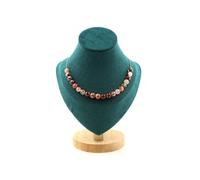 Collier 20 perles de quartz hématoïde de Madagascar 8 mm chaîne en acier inoxydable