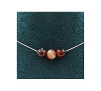 Collier avec 3 perles d'agate de rêve 8 mm chaîne en acier inoxydable