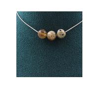 Collier avec 3 perles en feuille de bambou agate 8 mm
