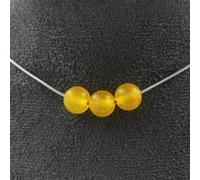 Collier 3 perles Agate jaune 8 mm chaîne inox - A Bijoux Jaune G