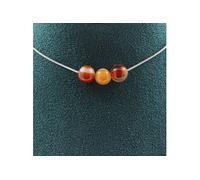 collier de 3 perles Agate rubanée 8 mm en acier inoxydable