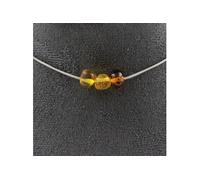 collier de 3 perles. Ambre véritable de la Baltique. Chaîne en acier inoxydable