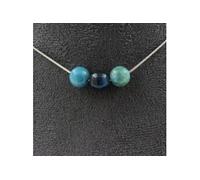 Collier 3 perles d'apatite 8 mm en acier inoxydable