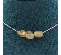 Collier 3 perles Apatite jaune de Madagascar chaîne inox - A Bijoux Jaune G