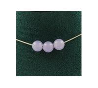 Collier 3 perles de calcédoine lavande 8 mm en acier inoxydable