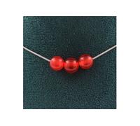 Collier avec 3 perles de calcédoine rouge 8 mm chaîne en acier inoxydable