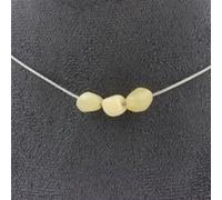 Collier 3 perles Calcite jaune du Royaume-Uni chaîne inox - A Bijoux Jaune G