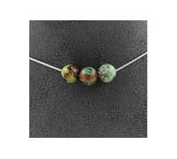 Collier 3 perles de chrysocolle de Namibie qualité 7A 8 mm chaîne en acier inoxydable
