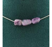 Collier 3 perles de charoïte de Russie. Chaîne en acier inoxydable