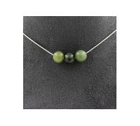 Collier 3 perles Jade 8 mm chaîne inox - A Bijoux