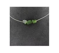 Collier avec 3 perles de jade néphrite de Sibérie (Russie). Chaîne en acier inoxydable