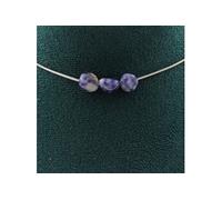Collier avec 3 perles. Jaspe bleu d'Afrique du Sud. Chaîne en acier inoxydable