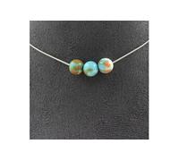 Collier 3 perles de jaspe bleu-orange 8 mm en acier inoxydable