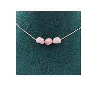 Collier avec 3 perles de kunzite du Brésil. Chaîne en acier inoxydable