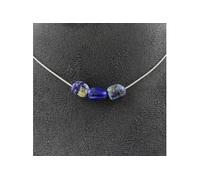 Collier 3 perles Lapis Lazuli du Pakistan chaîne inox - A Bijoux
