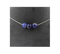 Collier avec 3 perles de lapis-lazuli du Pakistan. Qualité 5A 8 mm chaîne en acier inoxydable