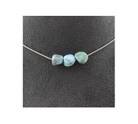Collier 3 perles Larimar de République Dominicaine chaîne inox - A Bijoux Multicolore G
