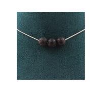 Collier 3 perles de lave 8 mm en acier inoxydable