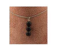 Collier 3 perles de lave 8 mm en acier inoxydable