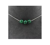 Collier avec 3 perles de malachite (avec résine), chaîne en acier inoxydable de 8 mm