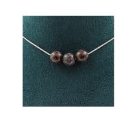 Collier 3 perles obsidienne brune flocon de neige 8 mm chaîne en acier inoxydable