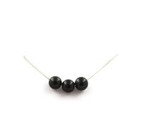 Collier avec 3 perles d'obsidienne noire 8 mm